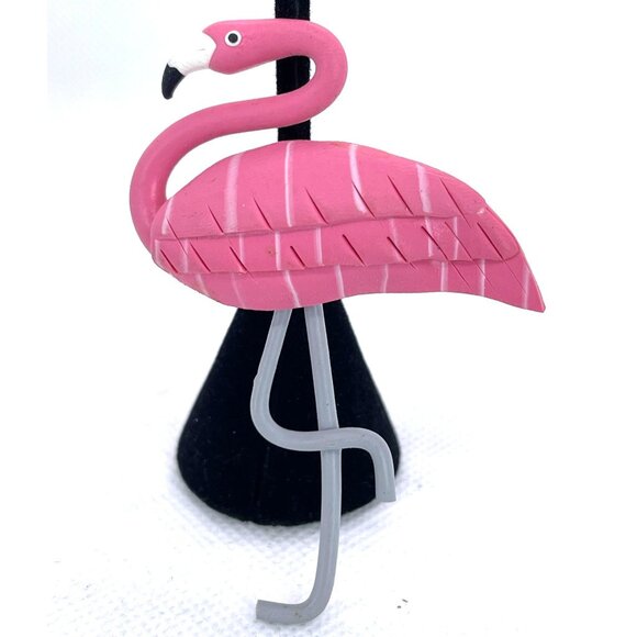 Pink Flamingo Brooch Pin Pierced Dangle Earring Set Handcrafted Lightweight VTG - Picture 3 of 12